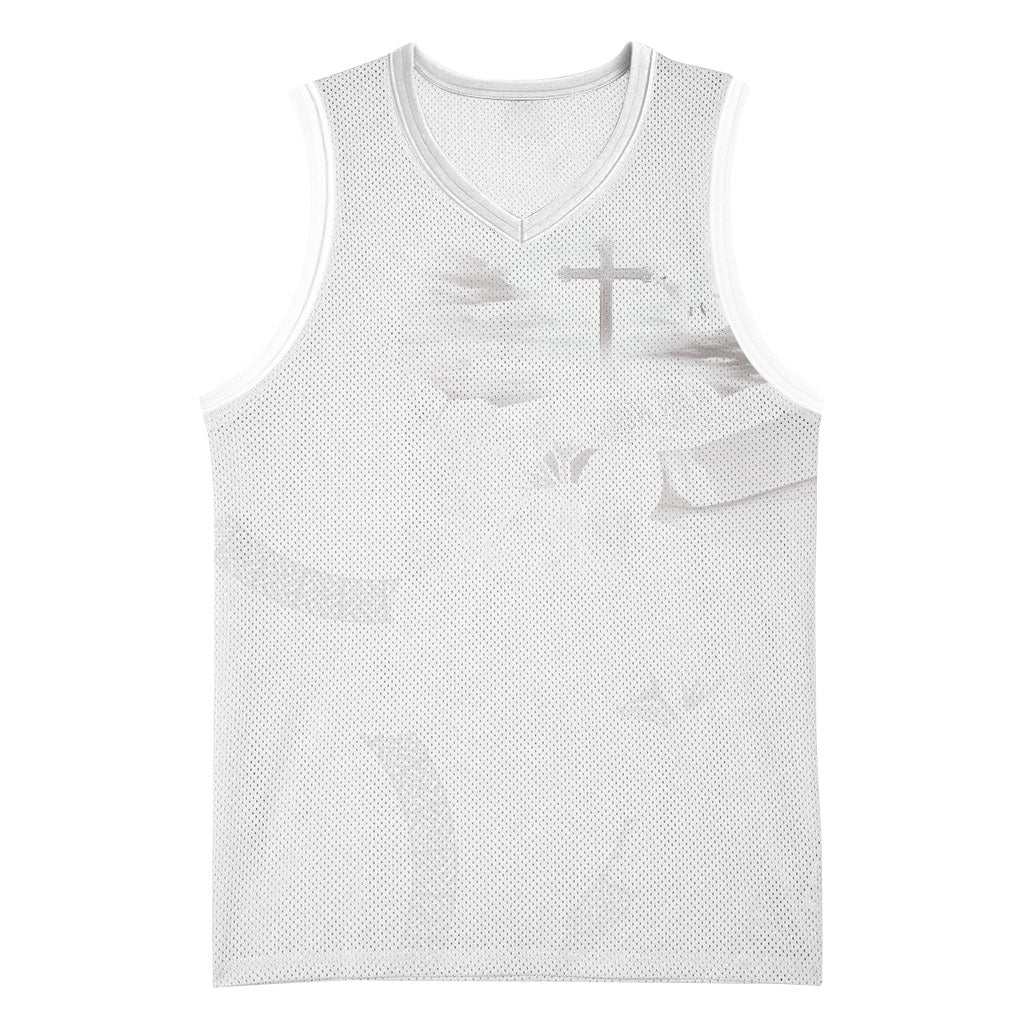 Niue White Sunday Tapu Fanau Basketball Jersey Fiti Pua Mix Hiapo Tapa LT7 Unisex White - Polynesian Pride