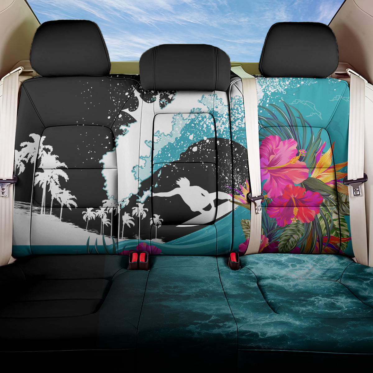 Hawaii Surfing Back Car Seat Cover Triple Crown Rides The Waves