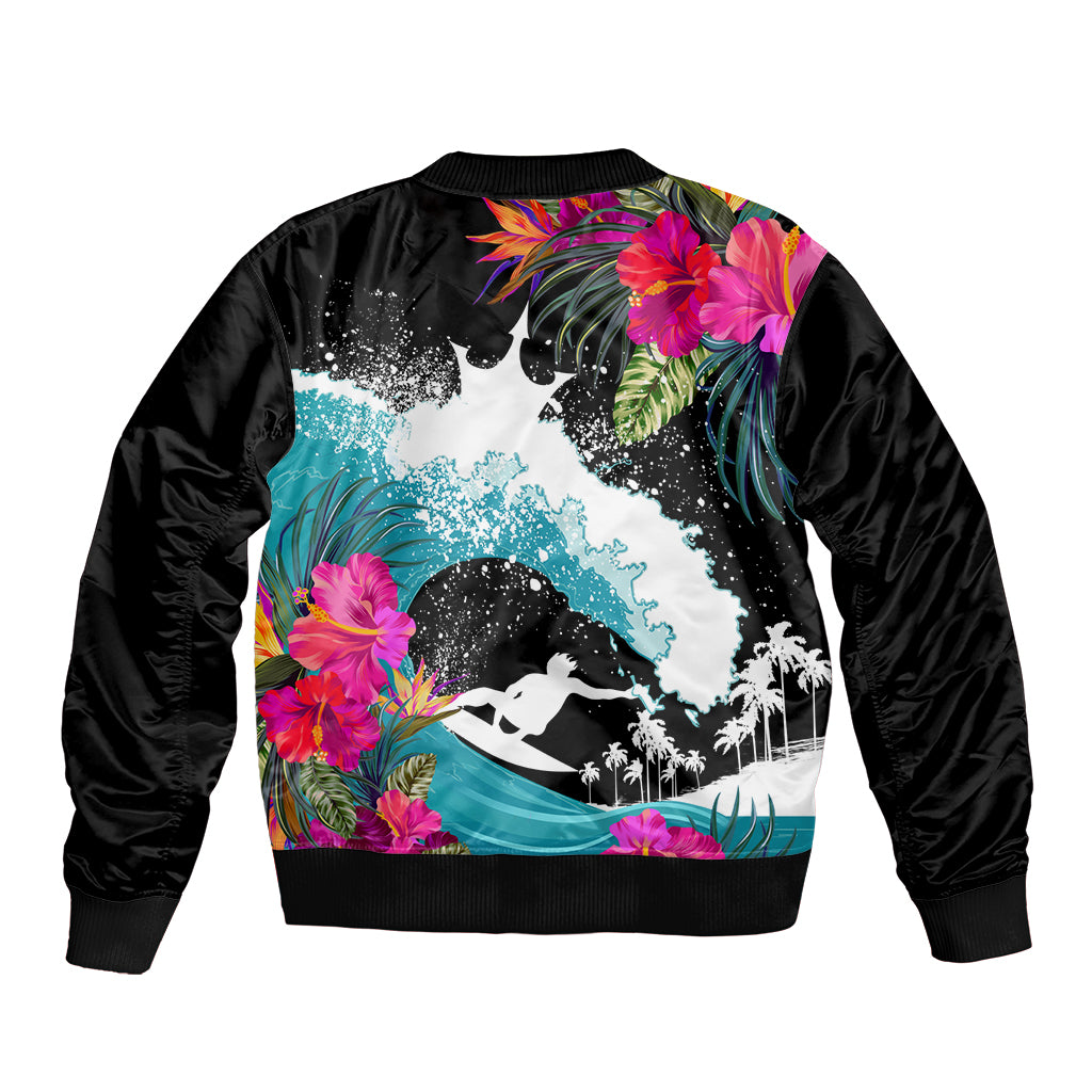 Hawaii Surfing Bomber Jacket Triple Crown Rides The Waves LT7 - Polynesian Pride