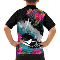 Hawaii Surfing Family Matching Tank Maxi Dress and Hawaiian Shirt Triple Crown Rides The Waves LT7 - Polynesian Pride