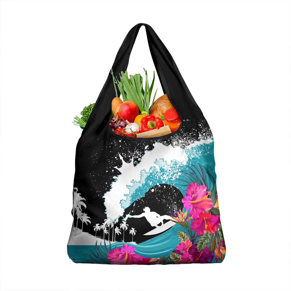 Hawaii Surfing Grocery Bag Triple Crown Rides The Waves LT7 1-pack One Size Black - Polynesian Pride