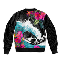 Hawaii Surfing Sleeve Zip Bomber Jacket Triple Crown Rides The Waves LT7 - Polynesian Pride