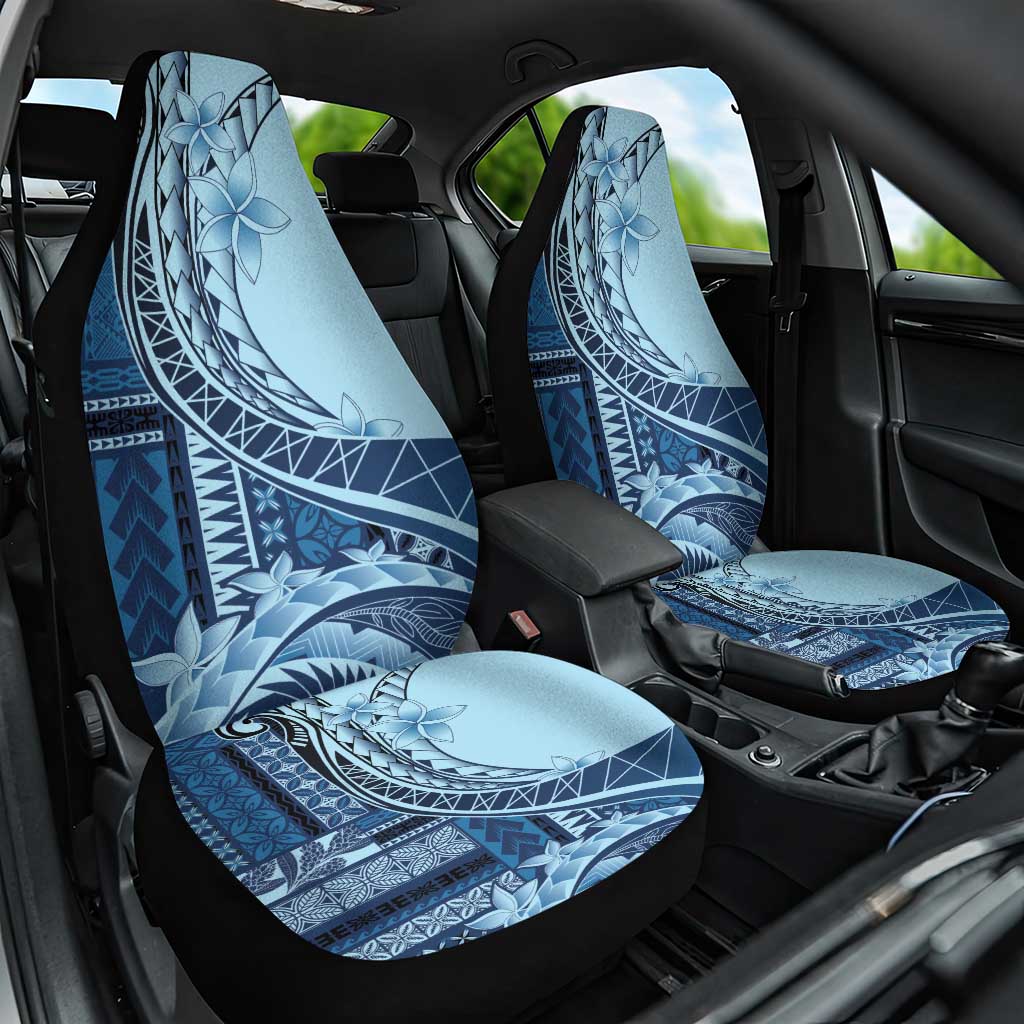 Samoa Siapo Mamanu Car Seat Cover Plumeria Navy Blue Motifs