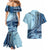 Samoa Siapo Mamanu Couples Matching Mermaid Dress and Hawaiian Shirt Plumeria Navy Blue Motifs