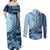 Samoa Siapo Mamanu Couples Matching Off Shoulder Maxi Dress and Long Sleeve Button Shirt Plumeria Navy Blue Motifs