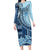 Samoa Siapo Mamanu Family Matching Long Sleeve Bodycon Dress and Hawaiian Shirt Plumeria Navy Blue Motifs