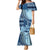 Samoa Siapo Mamanu Family Matching Mermaid Dress and Hawaiian Shirt Plumeria Navy Blue Motifs