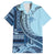 Samoa Siapo Mamanu Family Matching Off Shoulder Maxi Dress and Hawaiian Shirt Plumeria Navy Blue Motifs