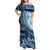 Samoa Siapo Mamanu Family Matching Off Shoulder Maxi Dress and Hawaiian Shirt Plumeria Navy Blue Motifs