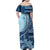 Samoa Siapo Mamanu Family Matching Off Shoulder Maxi Dress and Hawaiian Shirt Plumeria Navy Blue Motifs