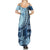 Samoa Siapo Mamanu Family Matching Summer Maxi Dress and Hawaiian Shirt Plumeria Navy Blue Motifs