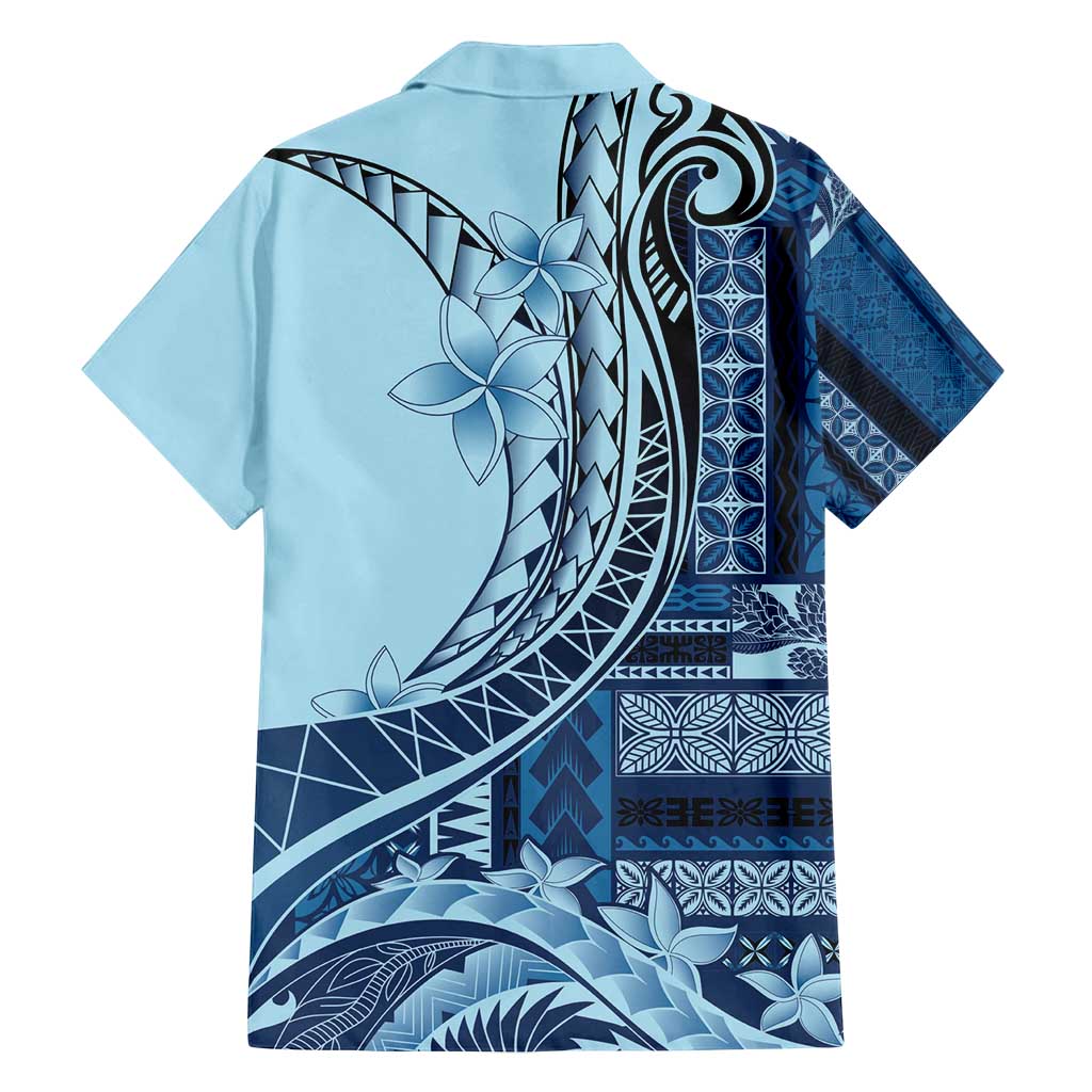 Samoa Siapo Mamanu Family Matching Tank Maxi Dress and Hawaiian Shirt Plumeria Navy Blue Motifs