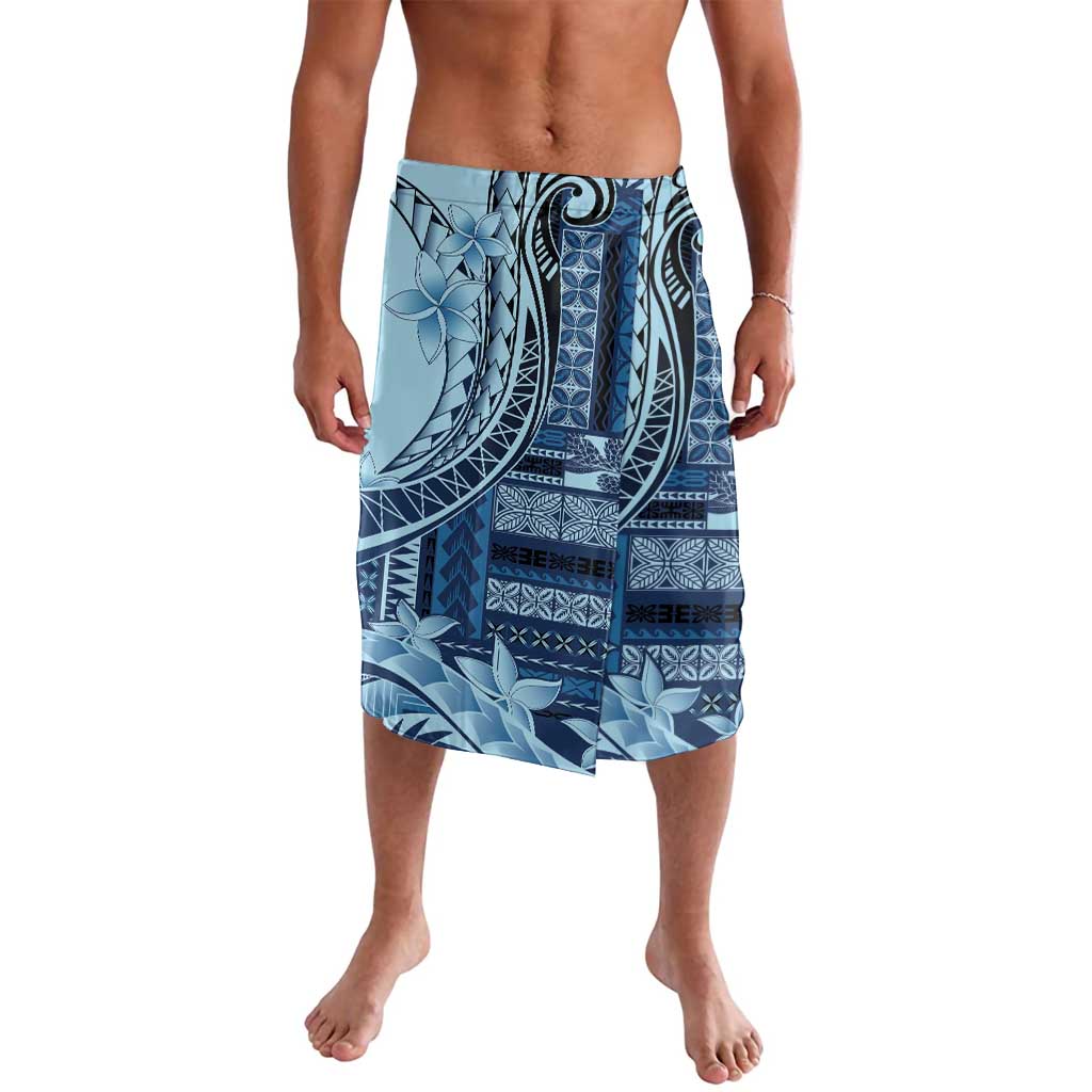 Samoa Siapo Mamanu Lavalava Plumeria Navy Blue Motifs