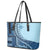 Samoa Siapo Mamanu Leather Tote Bag Plumeria Navy Blue Motifs