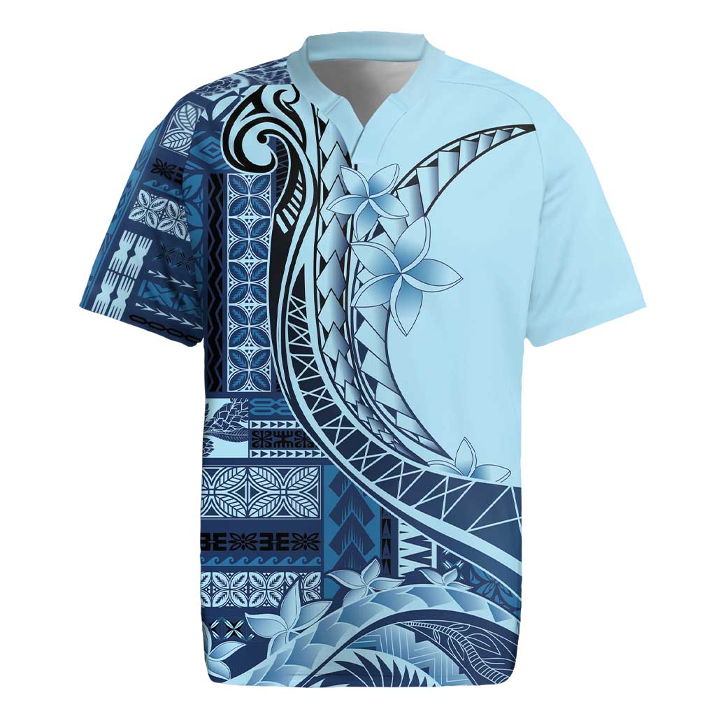 Samoa Siapo Mamanu Rugby Jersey Plumeria Navy Blue Motifs