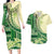 Samoa Siapo Mamanu Couples Matching Long Sleeve Bodycon Dress and Hawaiian Shirt Plumeria Emerald Motifs