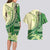 Samoa Siapo Mamanu Couples Matching Long Sleeve Bodycon Dress and Hawaiian Shirt Plumeria Emerald Motifs