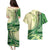 Samoa Siapo Mamanu Couples Matching Puletasi and Hawaiian Shirt Plumeria Emerald Motifs