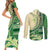 Samoa Siapo Mamanu Couples Matching Short Sleeve Bodycon Dress and Long Sleeve Button Shirt Plumeria Emerald Motifs