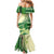 Samoa Siapo Mamanu Family Matching Mermaid Dress and Hawaiian Shirt Plumeria Emerald Motifs