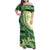 Samoa Siapo Mamanu Family Matching Off Shoulder Maxi Dress and Hawaiian Shirt Plumeria Emerald Motifs