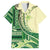 Samoa Siapo Mamanu Family Matching Off Shoulder Short Dress and Hawaiian Shirt Plumeria Emerald Motifs