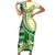 Samoa Siapo Mamanu Family Matching Short Sleeve Bodycon Dress and Hawaiian Shirt Plumeria Emerald Motifs