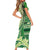 Samoa Siapo Mamanu Family Matching Short Sleeve Bodycon Dress and Hawaiian Shirt Plumeria Emerald Motifs