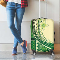 Samoa Siapo Mamanu Luggage Cover Plumeria Emerald Motifs