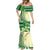 Samoa Siapo Mamanu Mermaid Dress Plumeria Emerald Motifs