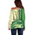 Samoa Siapo Mamanu Off Shoulder Sweater Plumeria Emerald Motifs