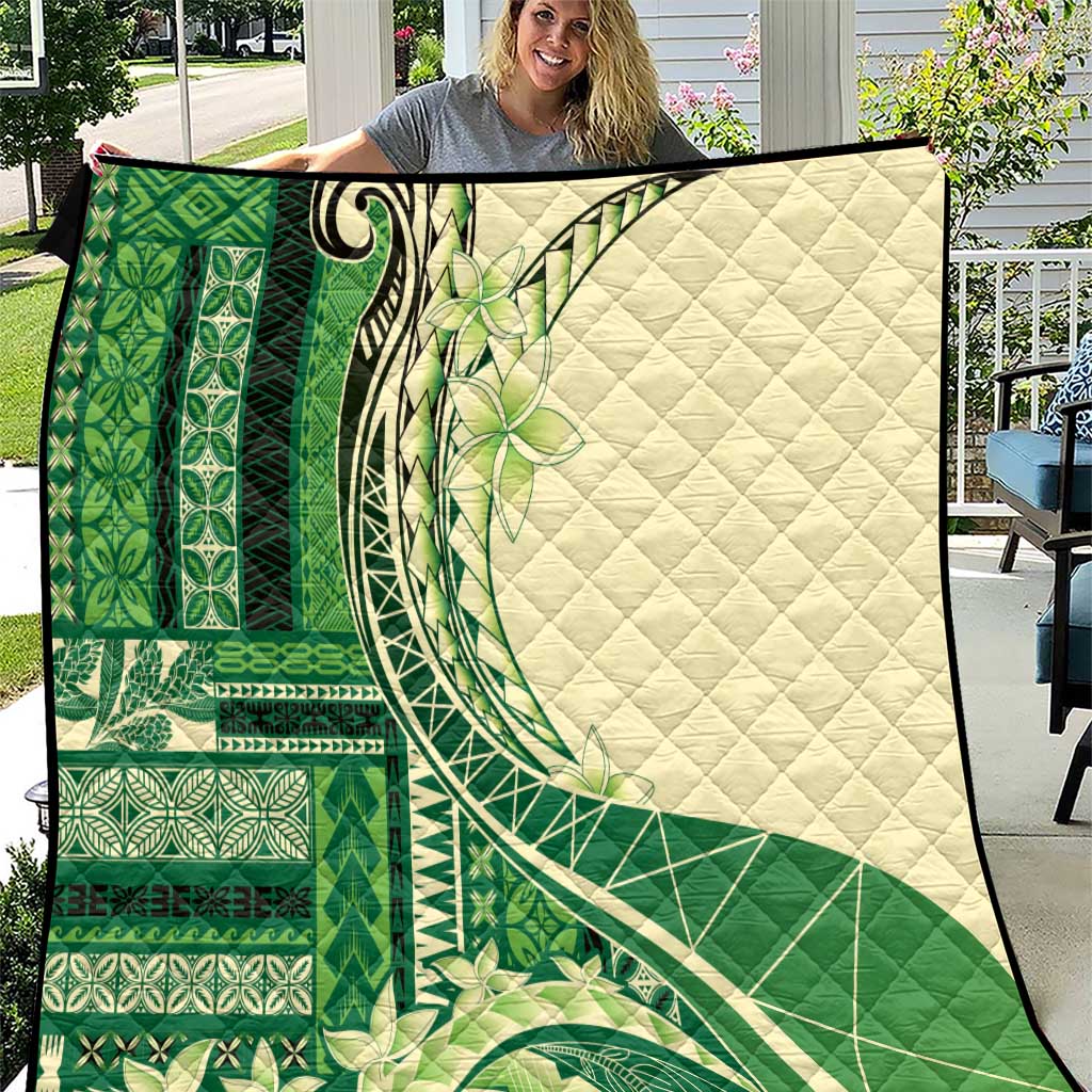 Samoa Siapo Mamanu Quilt Plumeria Emerald Motifs