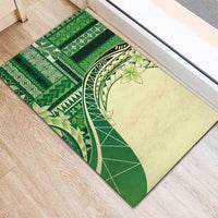 Samoa Siapo Mamanu Rubber Doormat Plumeria Emerald Motifs