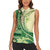 Samoa Siapo Mamanu Women Sleeveless Polo Shirt Plumeria Emerald Motifs