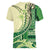 Samoa Siapo Mamanu Women V-Neck T-Shirt Plumeria Emerald Motifs