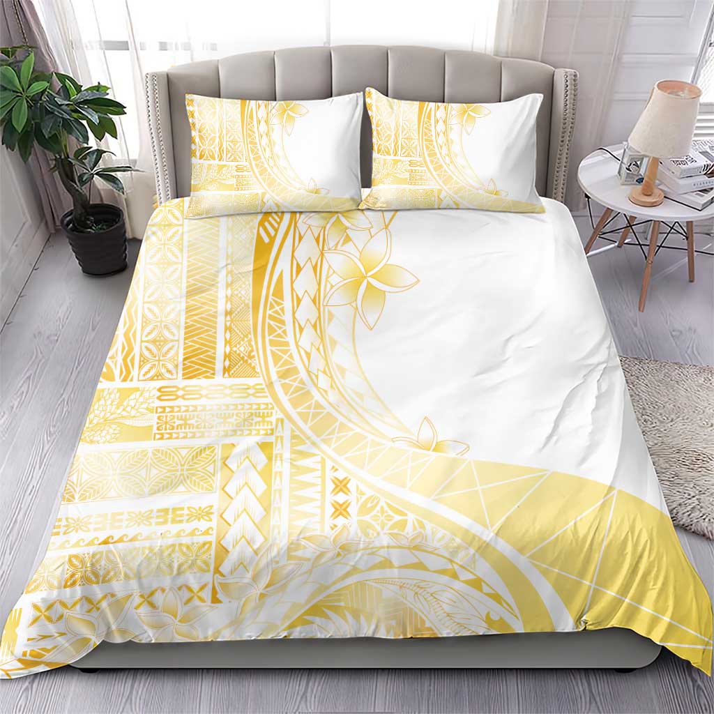 Samoa Siapo Mamanu Bedding Set Plumeria Fancy Gold Motifs