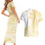 Samoa Siapo Mamanu Couples Matching Short Sleeve Bodycon Dress and Hawaiian Shirt Plumeria Fancy Gold Motifs