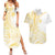 Samoa Siapo Mamanu Couples Matching Summer Maxi Dress and Hawaiian Shirt Plumeria Fancy Gold Motifs