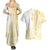 Samoa Siapo Mamanu Couples Matching Summer Maxi Dress and Hawaiian Shirt Plumeria Fancy Gold Motifs