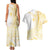 Samoa Siapo Mamanu Couples Matching Tank Maxi Dress and Hawaiian Shirt Plumeria Fancy Gold Motifs