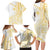 Samoa Siapo Mamanu Family Matching Long Sleeve Bodycon Dress and Hawaiian Shirt Plumeria Fancy Gold Motifs