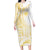 Samoa Siapo Mamanu Family Matching Long Sleeve Bodycon Dress and Hawaiian Shirt Plumeria Fancy Gold Motifs