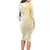 Samoa Siapo Mamanu Family Matching Long Sleeve Bodycon Dress and Hawaiian Shirt Plumeria Fancy Gold Motifs