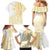 Samoa Siapo Mamanu Family Matching Mermaid Dress and Hawaiian Shirt Plumeria Fancy Gold Motifs