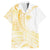 Samoa Siapo Mamanu Family Matching Off Shoulder Short Dress and Hawaiian Shirt Plumeria Fancy Gold Motifs