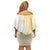 Samoa Siapo Mamanu Family Matching Off Shoulder Short Dress and Hawaiian Shirt Plumeria Fancy Gold Motifs