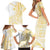 Samoa Siapo Mamanu Family Matching Short Sleeve Bodycon Dress and Hawaiian Shirt Plumeria Fancy Gold Motifs