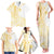 Samoa Siapo Mamanu Family Matching Tank Maxi Dress and Hawaiian Shirt Plumeria Fancy Gold Motifs