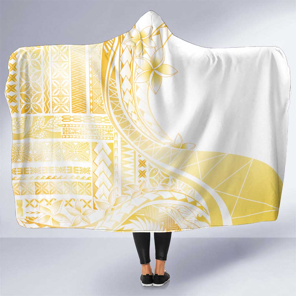 Samoa Siapo Mamanu Hooded Blanket Plumeria Fancy Gold Motifs