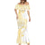 Samoa Siapo Mamanu Mermaid Dress Plumeria Fancy Gold Motifs